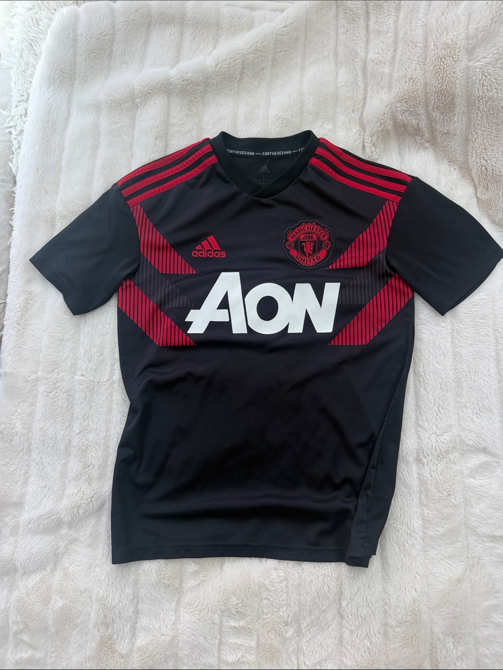 adidas Black and Red Manchester United Training Tee